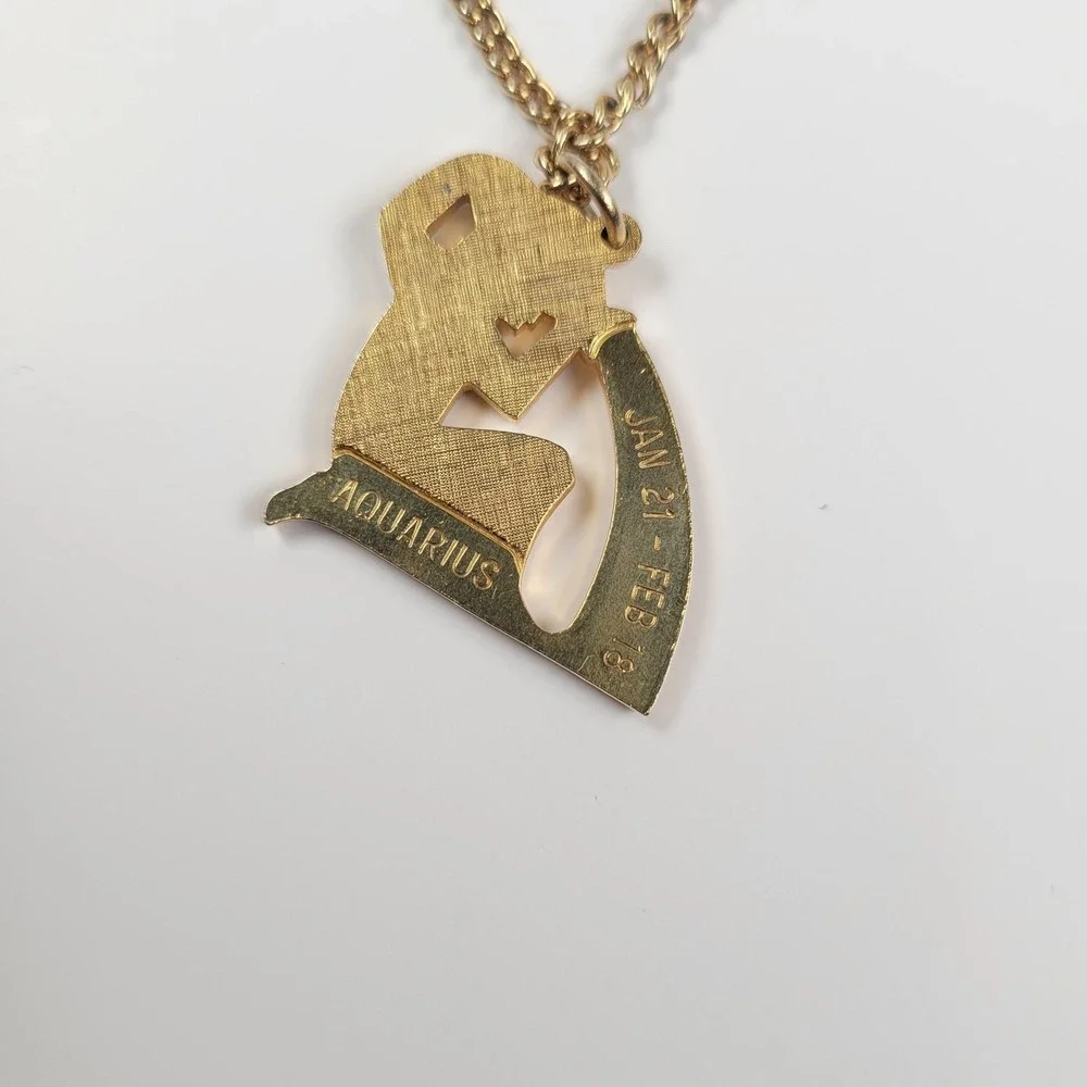 Aquarius‎ Necklace Bracelet Set Gold Tone Zodiac Horoscope Astrology Jewelry